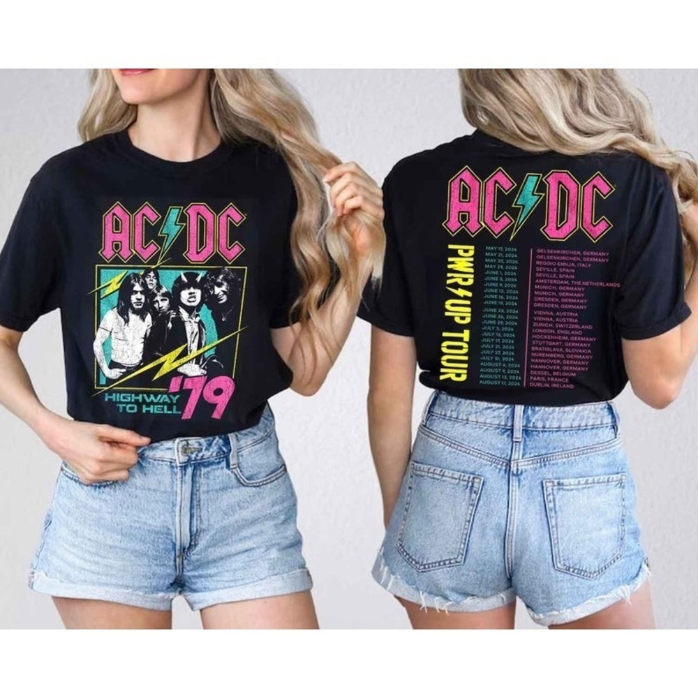 ACDC Band World Tour 2024 2 Sided Shirt, Rock Band Tee Shirt, Gift For Fan